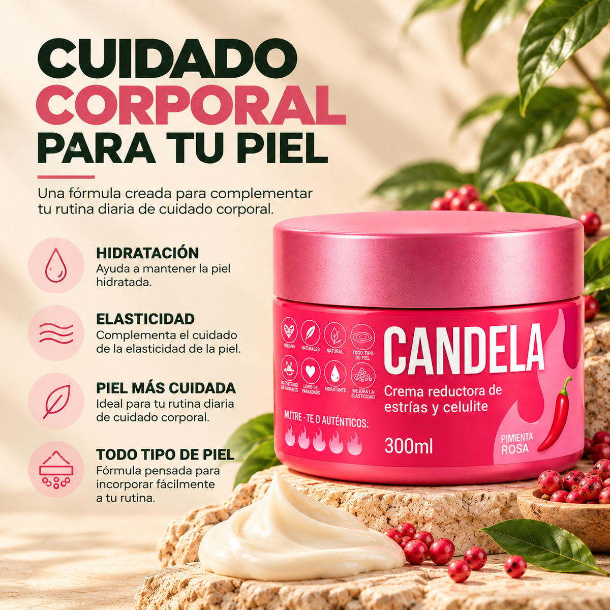 Crema Reductora de Estrías y Celulitis CANDELA