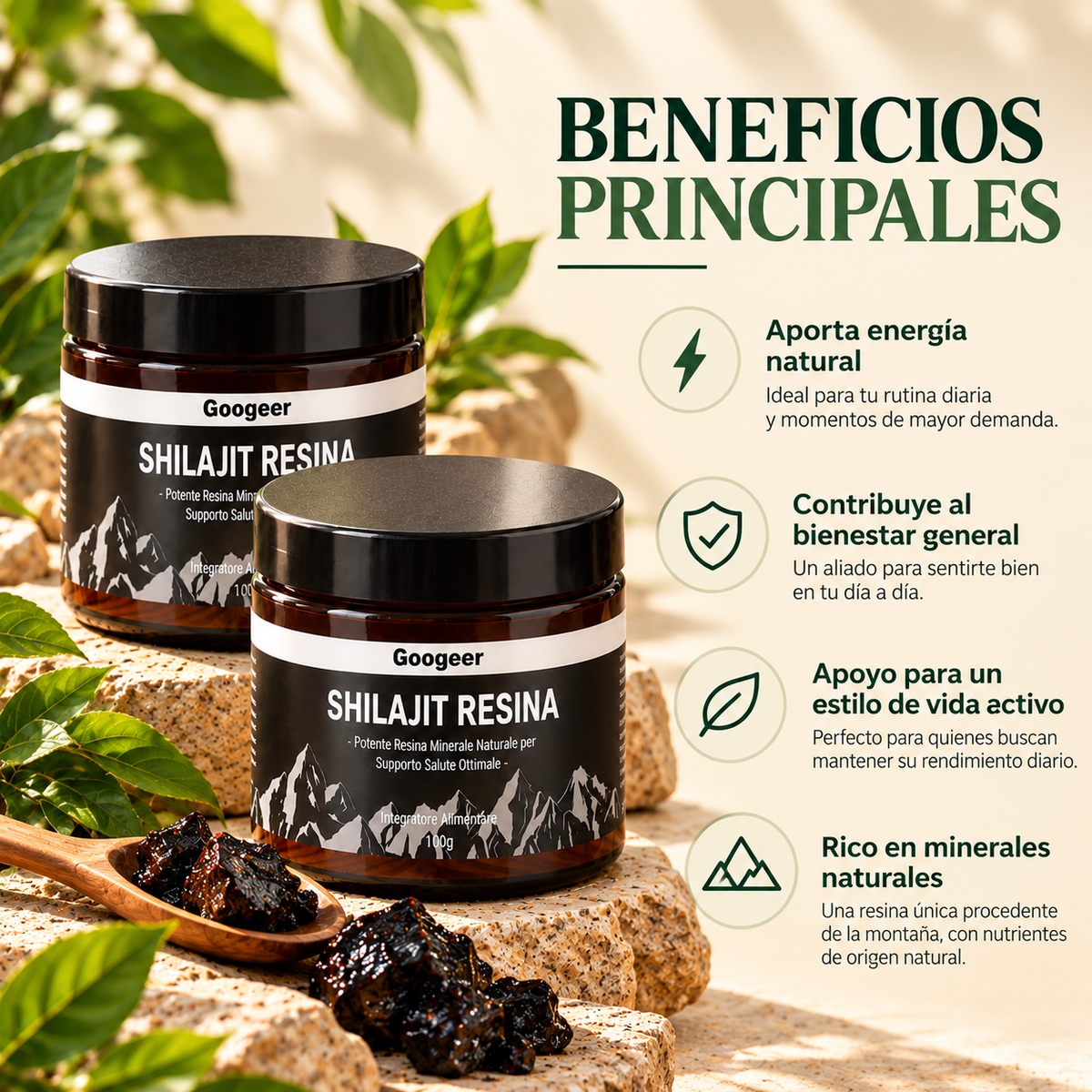 Resina orgánica pura del Himalaya SHILAJIT 100g