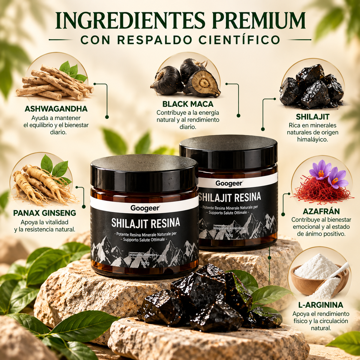 Resina orgánica pura del Himalaya SHILAJIT 100g