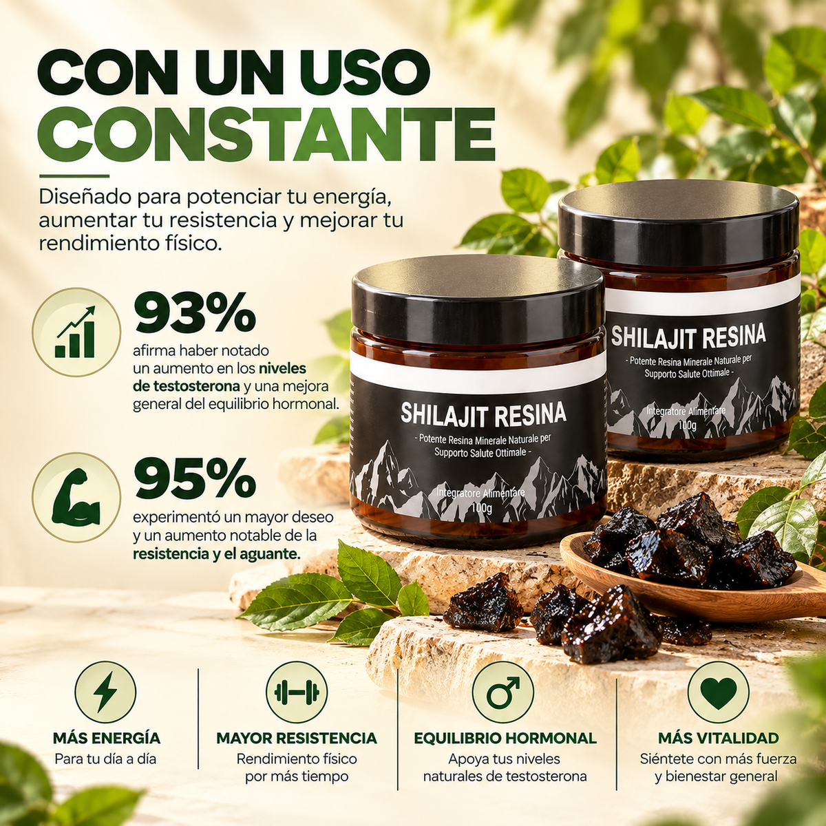 Resina orgánica pura del Himalaya SHILAJIT 100g